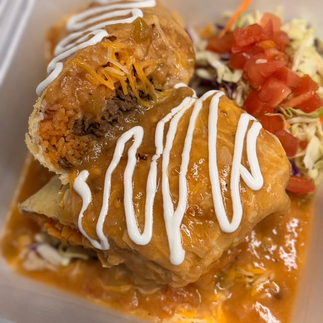 Smothered burrito or chimichanga.